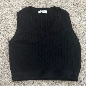 Black cable knit sweater vest
